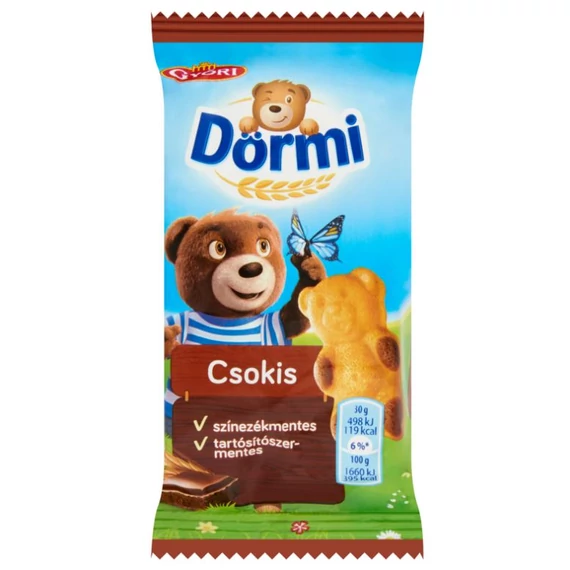 Győri édes Dörmi kismackó 30g csokikrémes piskóta