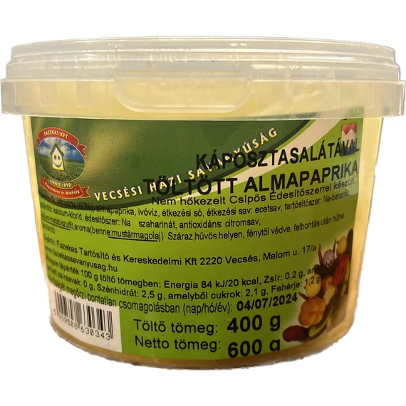 Fazekas ecetes töltött almapaprika 400g csípős (vödrös)