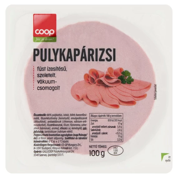 Coop pulyka párizsi szel. 100g