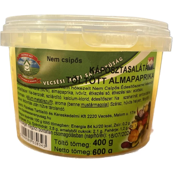 Fazekas ecetes töltött almapaprika 400g NEM CSÍPŐS (vödrös)