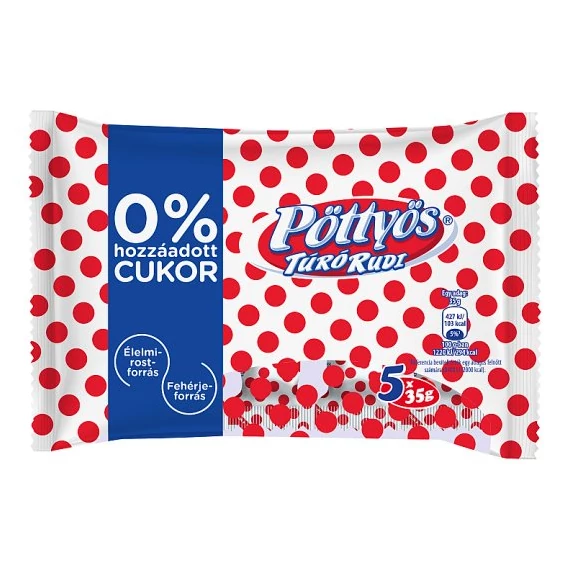 Pöttyös Túró Rudi 5x35g 0 % cukor natúr
