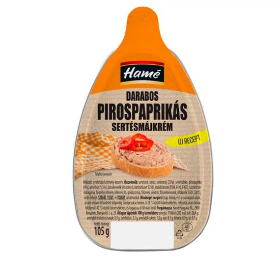Hamé darabos pirospaprikás sertésmájkrém 105g