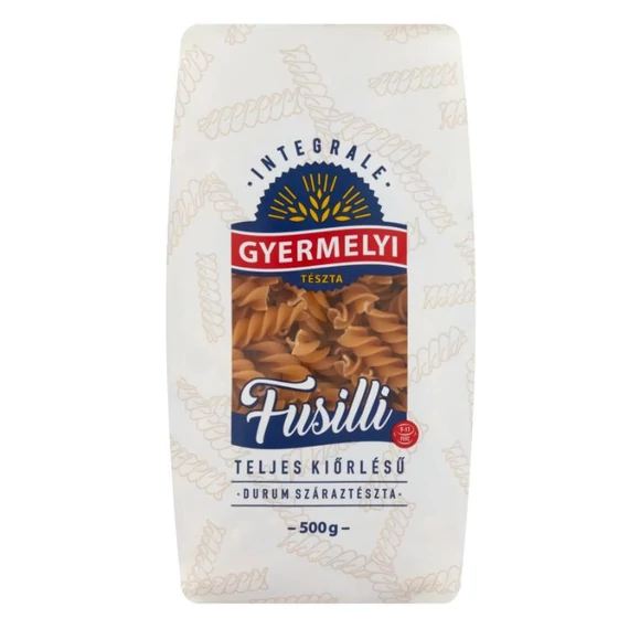 Gyermelyi tészta Integrale TELJES KIÖRLÉSŰ 500g orsó (fusili)