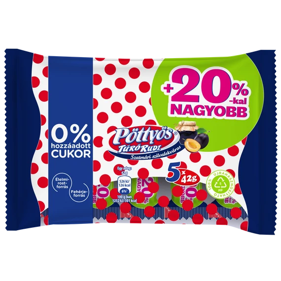 Pöttyös Túró Rudi 5x42g 0 % cukor szilvás