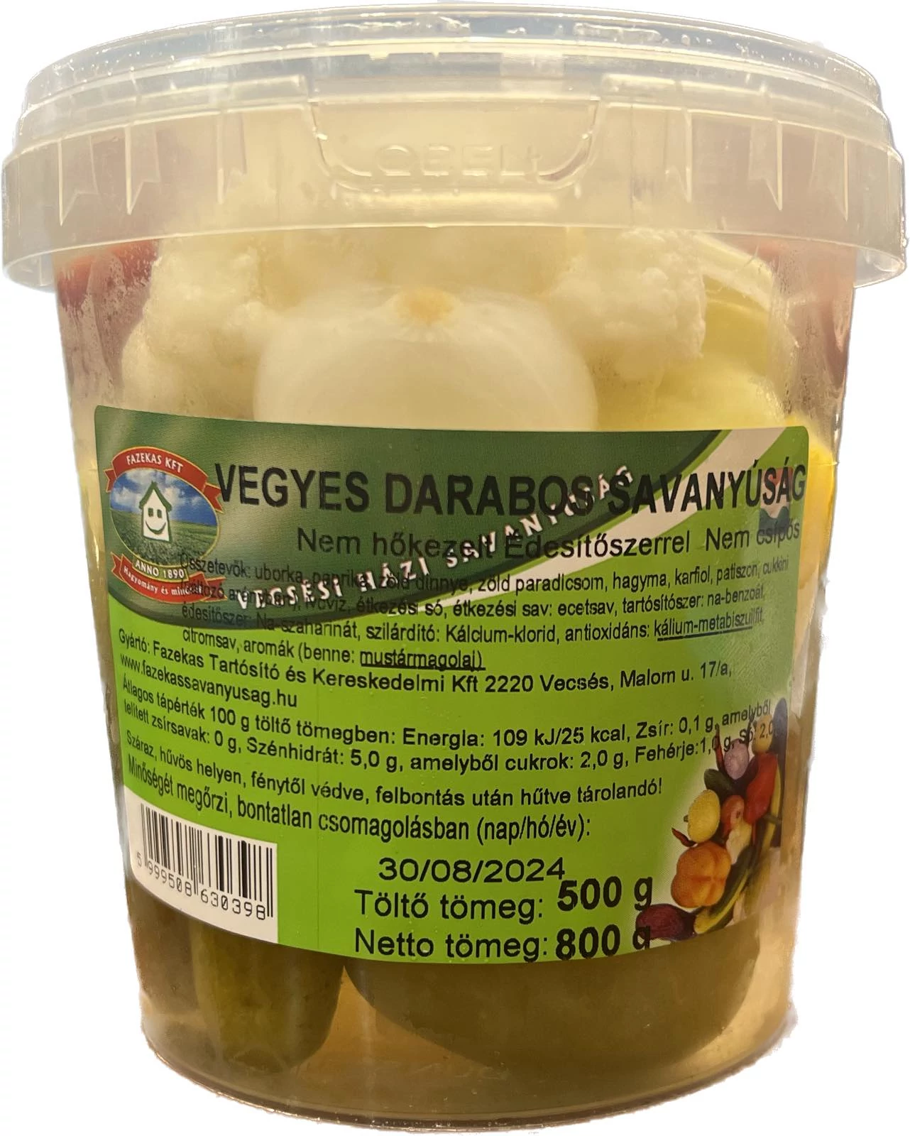 Fazekas ecetes vegyes darabos savanyúság 500g (vödrös)