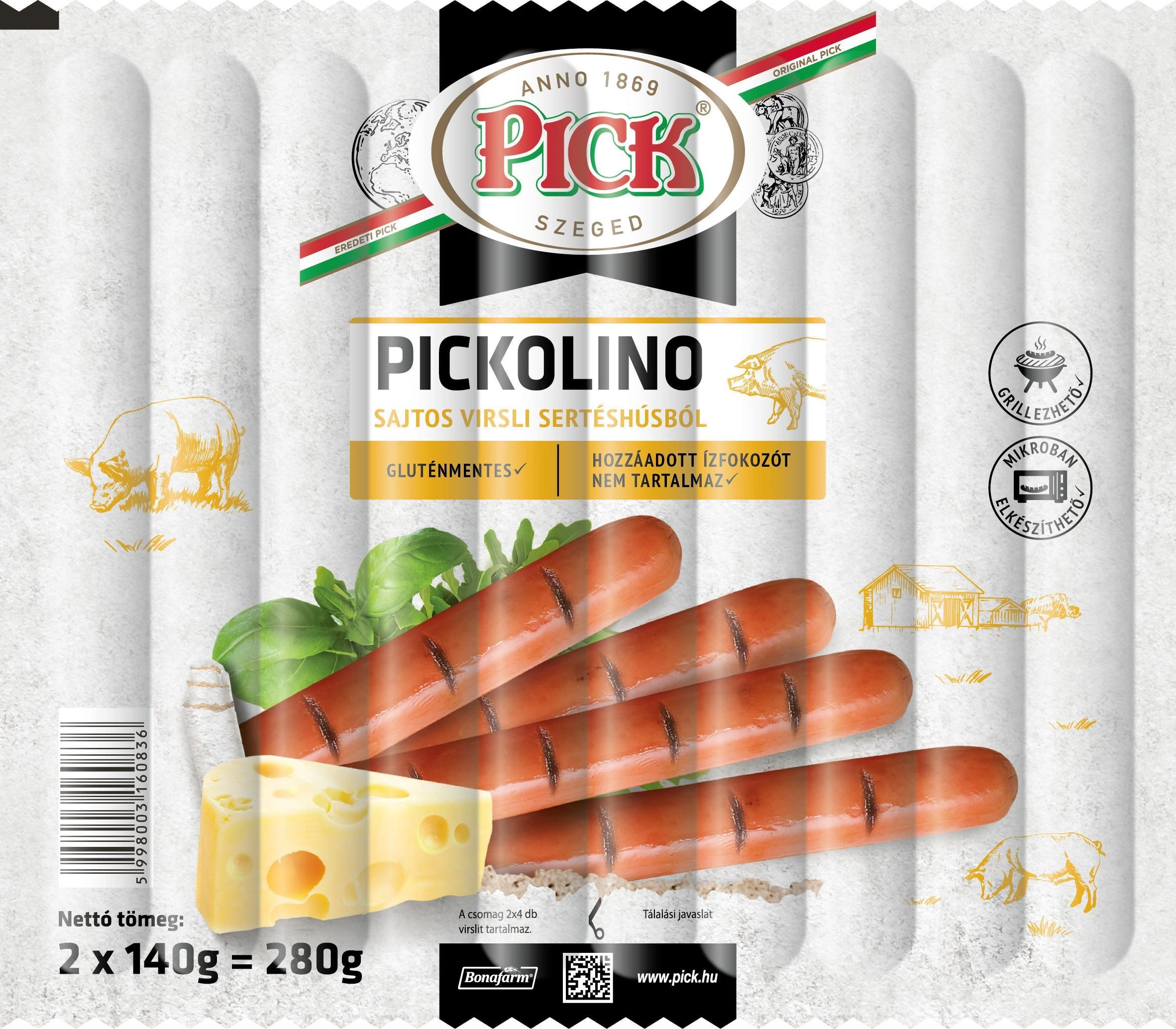 Pick Pickolino virsli 280g sajtos