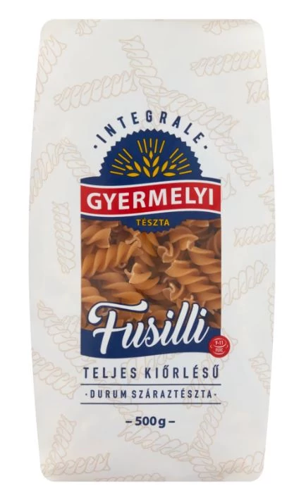 Gyermelyi tészta Integrale TELJES KIÖRLÉSŰ 500g orsó (fusili)